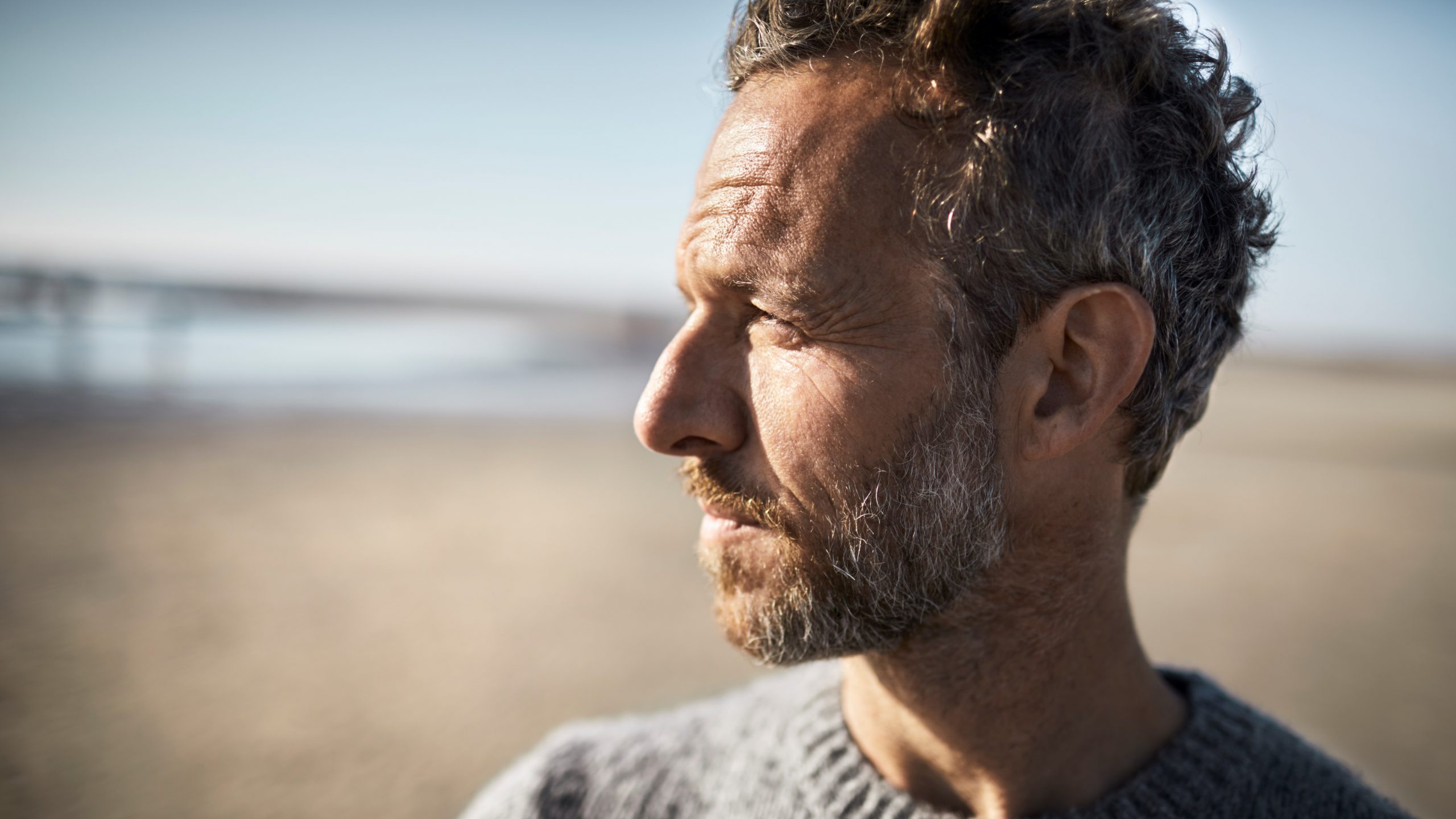 Portrait of man on the beach.