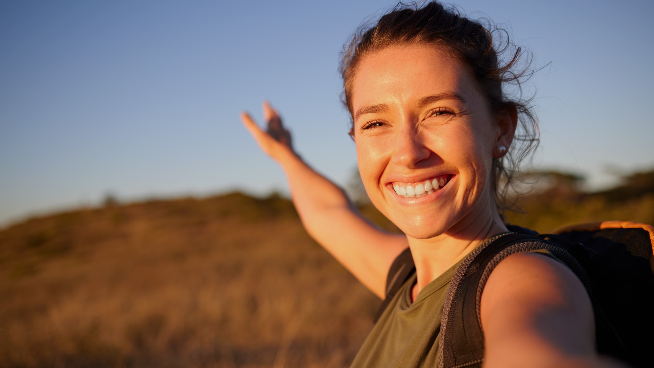 Woman smiling outside