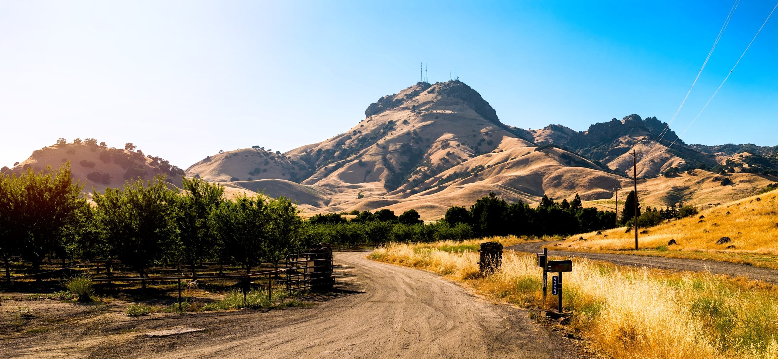 Panoramic view near Pass Road in Northern California Sutter Buttes area in Sutter County Buttes